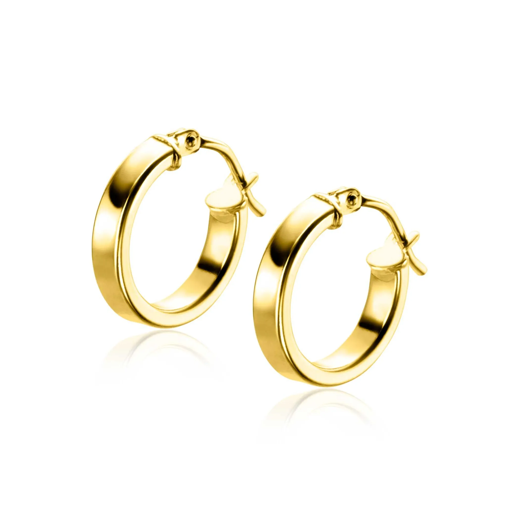 Clearance Zinzi 13mm Gold 14 krt gouden oorringen gladde vierkante buis 3mm breed ZGO333