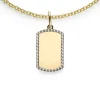 Clearance Zinzi 14mm Gold 14 krt gouden graveerplaat in rechthoeksvorm van 14 x 9mm en met chique witgouden parelrand ZGH365-14 (zonder collier)