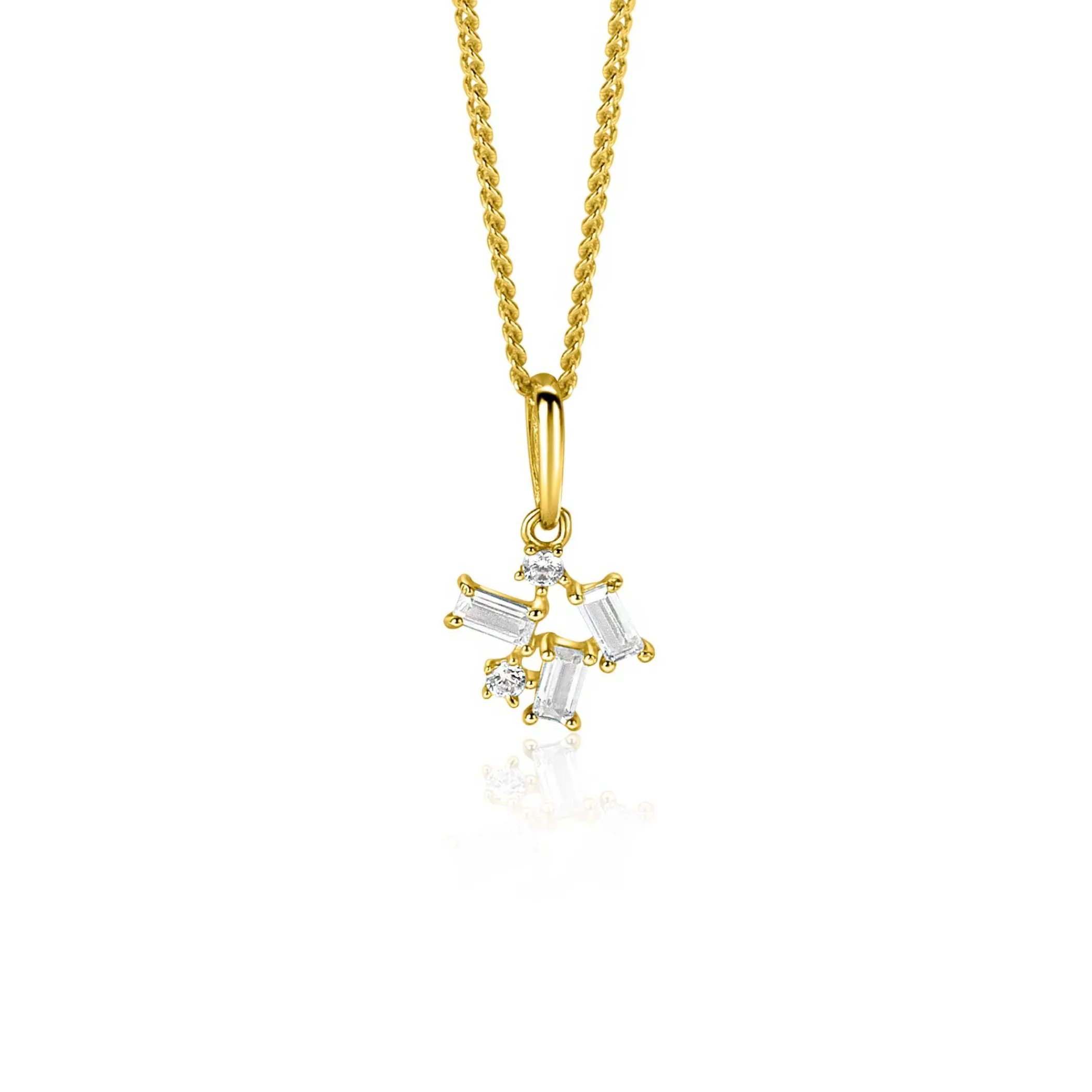 New Zinzi 13mm Gold 14 krt gouden fantasie hanger met rechthoekige en ronde zirkonia's ZGH511 (zonder collier)