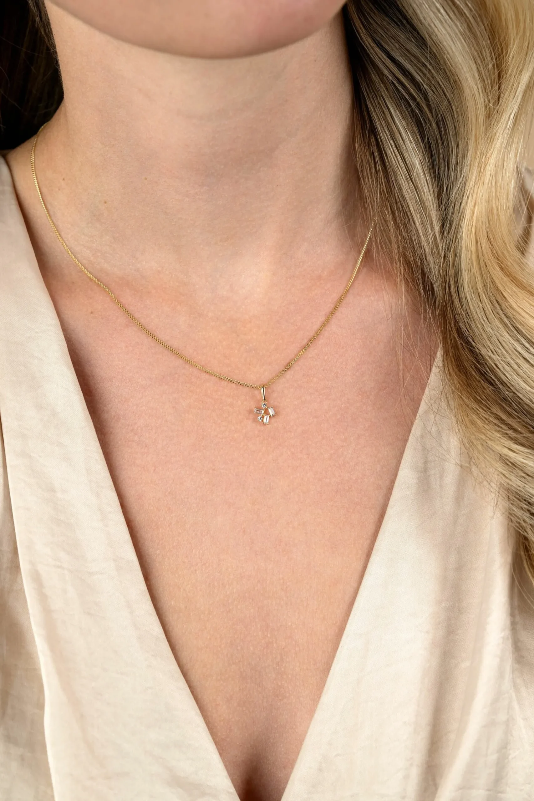 New Zinzi 13mm Gold 14 krt gouden fantasie hanger met rechthoekige en ronde zirkonia's ZGH511 (zonder collier)