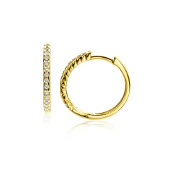 Hot Zinzi 17mm Gold 14 krt gouden oorringen bezet met witte zirconia's met luxe klapsluiting 17mm x 1,7mm vierkante buis ZGO506
