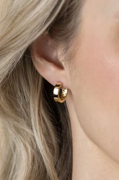 Discount Zinzi 15mm Gold 14 krt gouden oorringen brede vierkante buis 3,7mm met luxe klapsluiting ZGO439