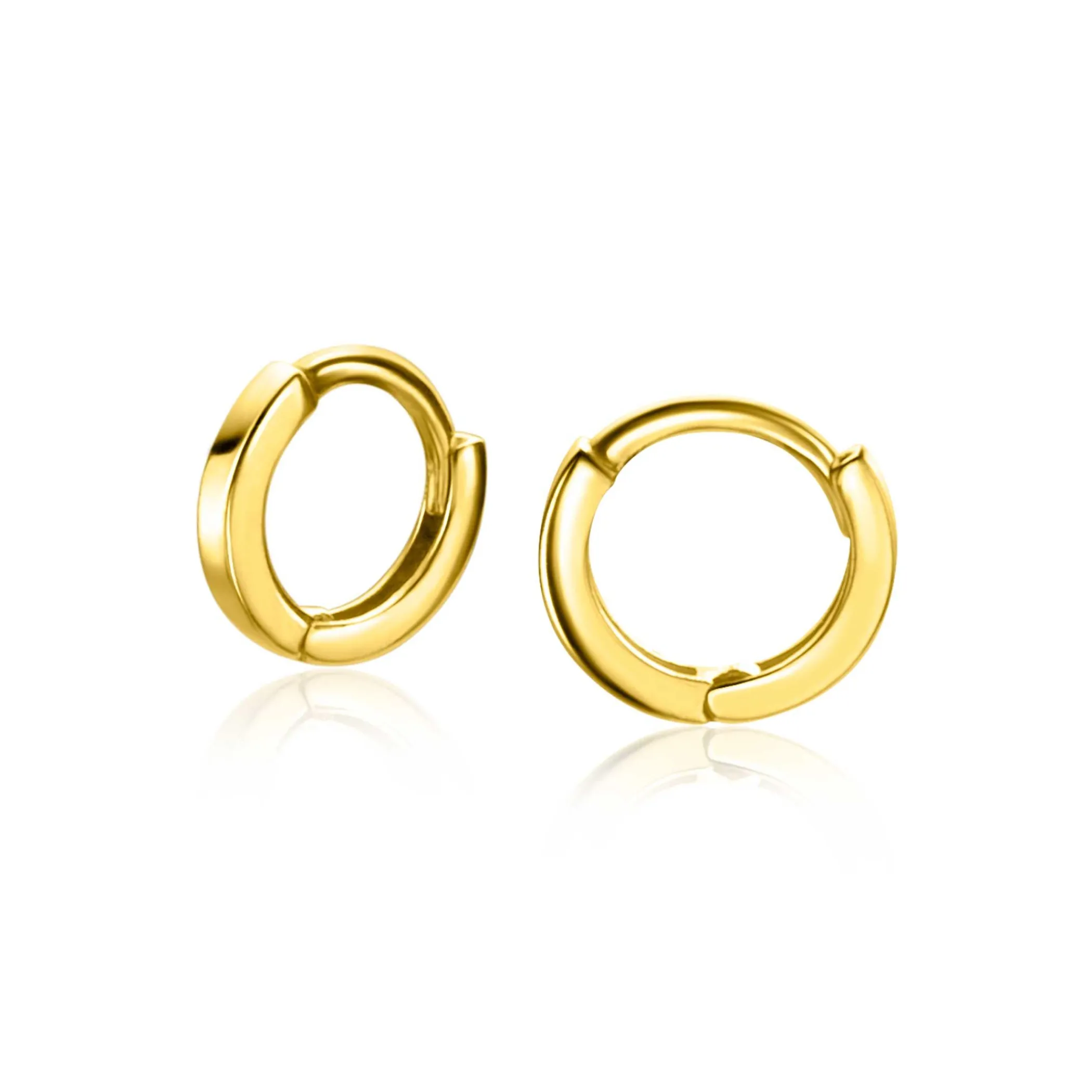 New Zinzi 8mm Gold 14 krt gouden oorringen met luxe klapsluiting 8mm x 1,3mm vierkante buis ZGO410
