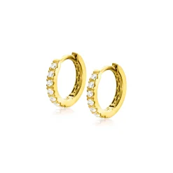 Hot Zinzi 11mm Gold 14 krt gouden oorringen bezet met witte zirconia's, luxe klapsluiting 11 x 1,8mm ZGO321Z