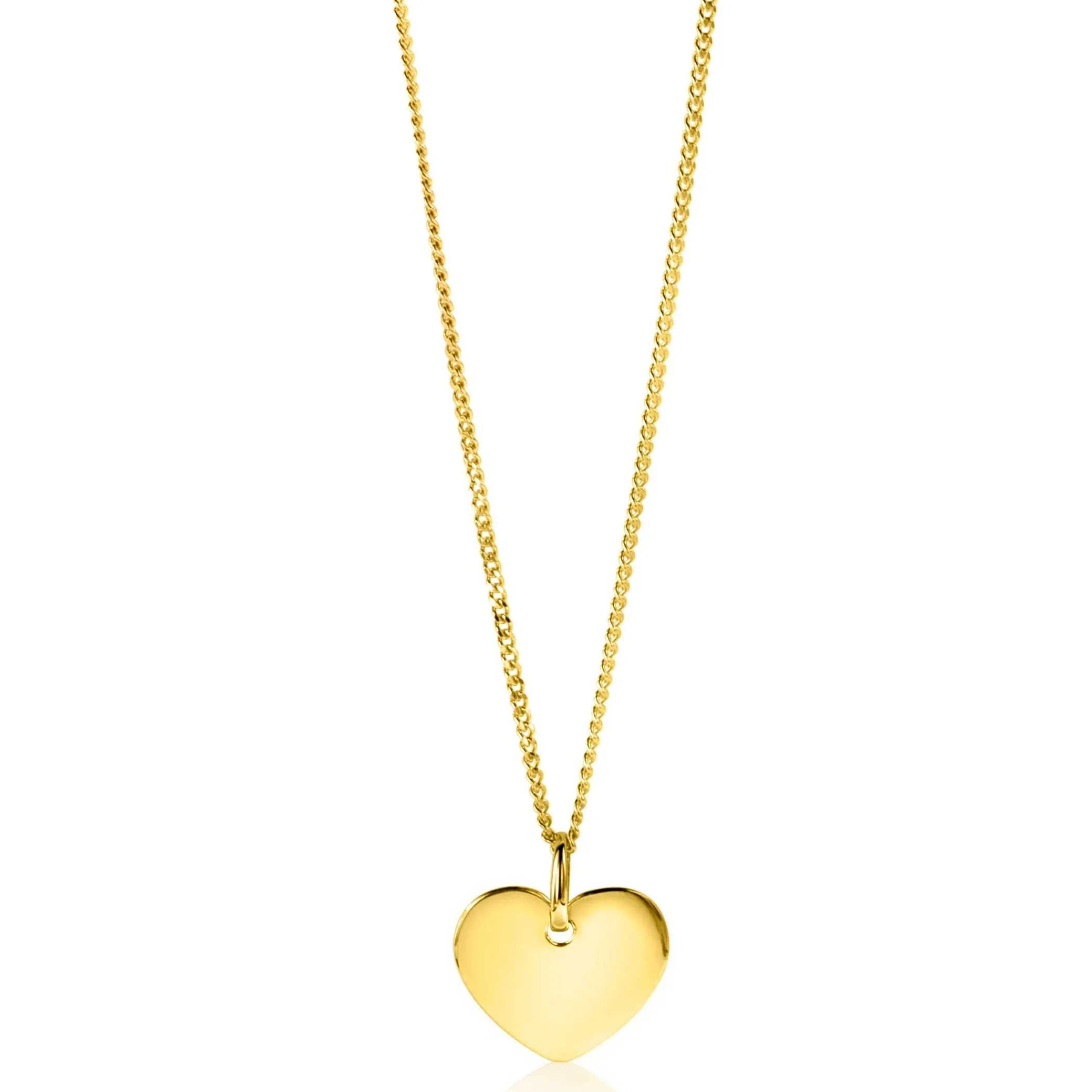 Zinzi 12mm Gold 14 krt gouden hanger met trendy glanzend hartje van 12mm ZGH396-12 (zonder collier)