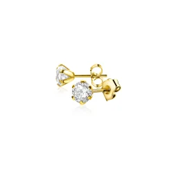 Sale Zinzi 4mm Gold 14 krt gouden oorknoppen zespootszetting met ronde witte zirconia ZGO455