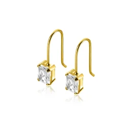 Hot Zinzi 19mm Gold 14 krt gouden oorhangers bezet met vierkante witte zirkonia 5mm ZGO509