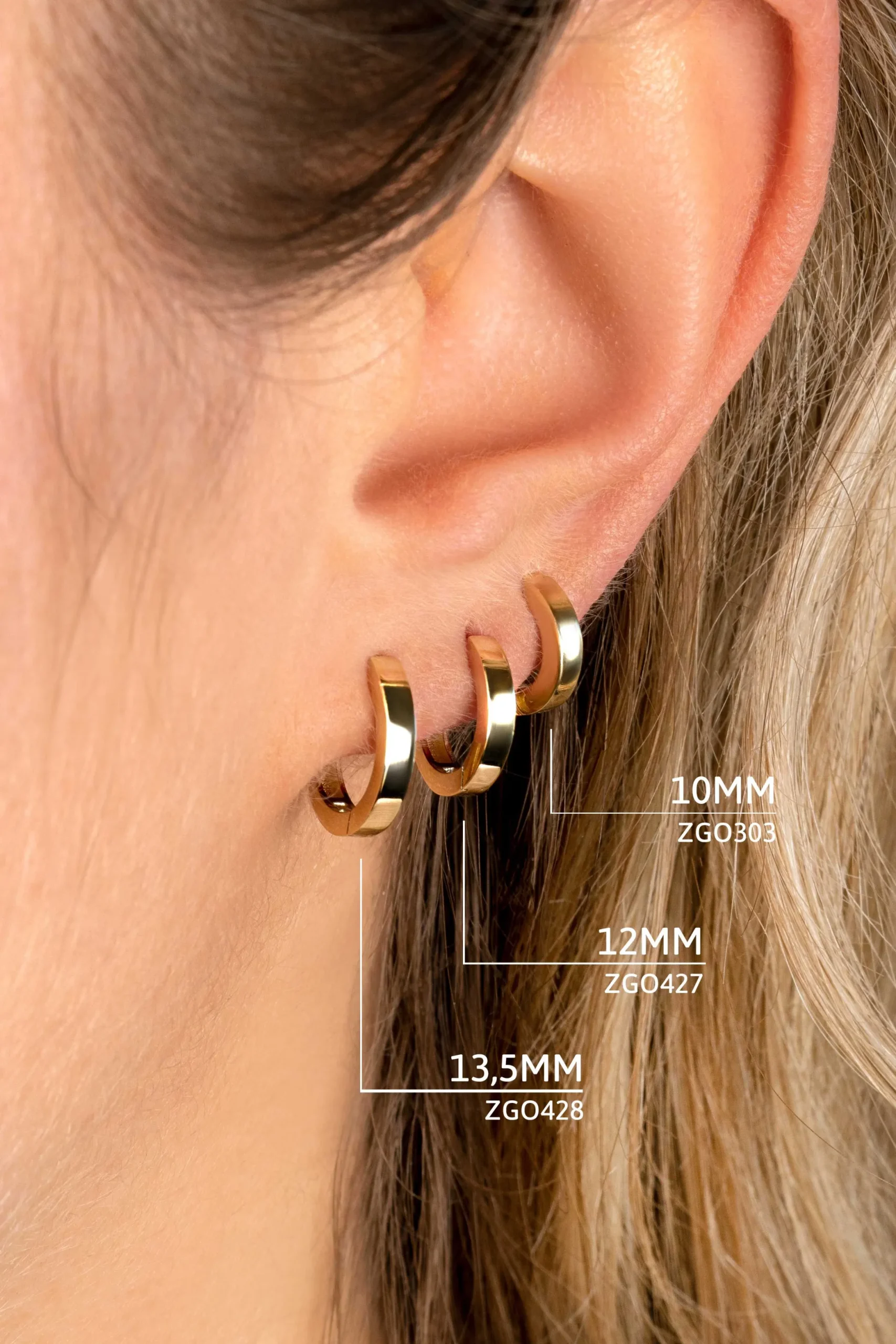 Discount Zinzi 13,5mm Gold 14 krt gouden oorringen met luxe klapsluiting 13,5mm x 2,3mm vierkante buis ZGO428