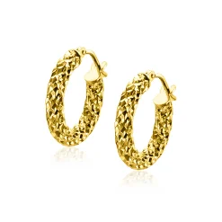 Online Zinzi 16mm Gold 14 krt gouden oorringen met schitterende bewerkte buis 3mm breed ZGO327