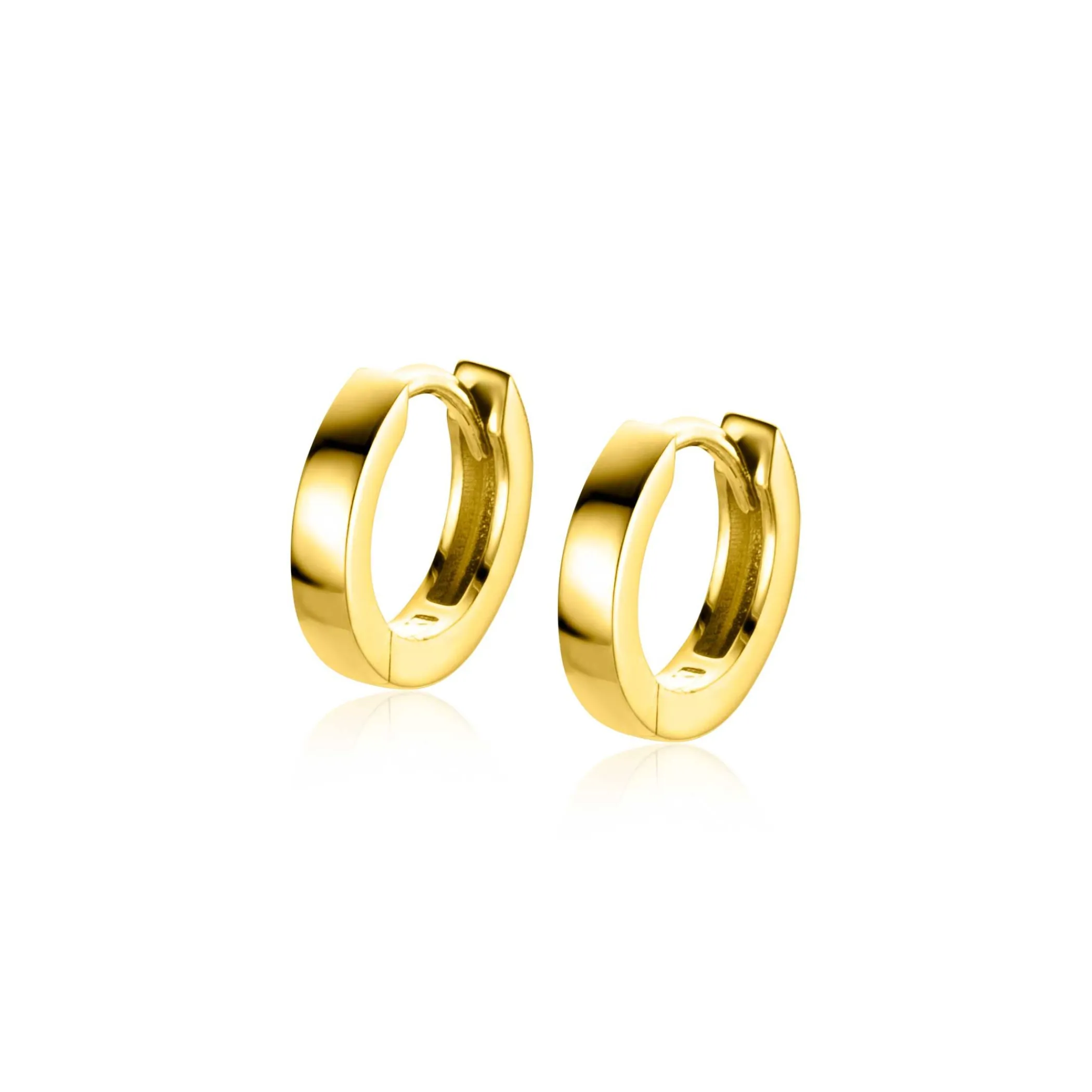 Discount Zinzi 12mm Gold 14 krt gouden oorringen met luxe klapsluiting 12mm x 2,2mm vierkante buis ZGO427