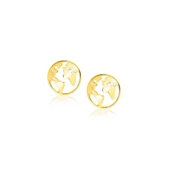 Sale Zinzi 6,5mm Gold 14 krt gouden oorknoppen met wereldkaart ZGO474