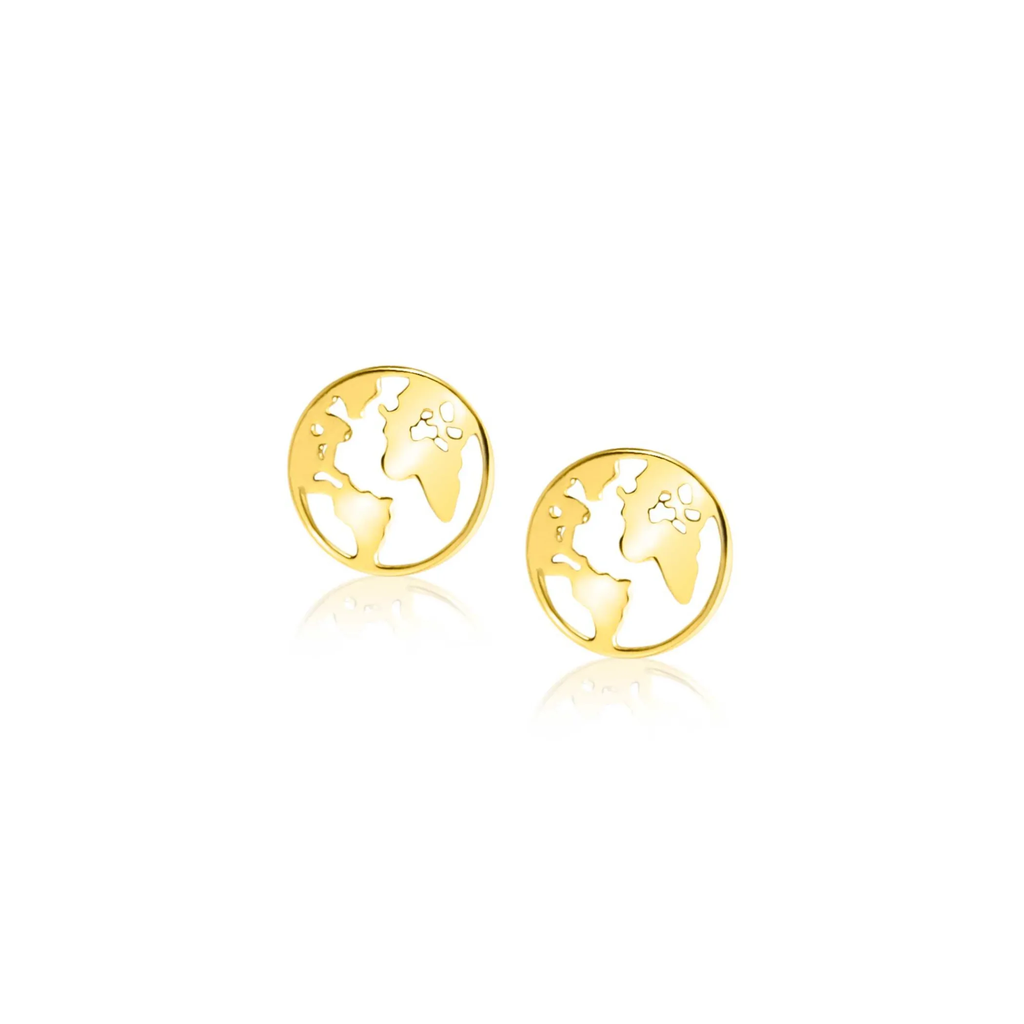 Sale Zinzi 6,5mm Gold 14 krt gouden oorknoppen met wereldkaart ZGO474
