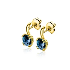 New Zinzi 13mm Gold 14 krt gouden oorsieraden met vierkante kleursteen in 6,5mm bezet met Londen topaas ZGO537