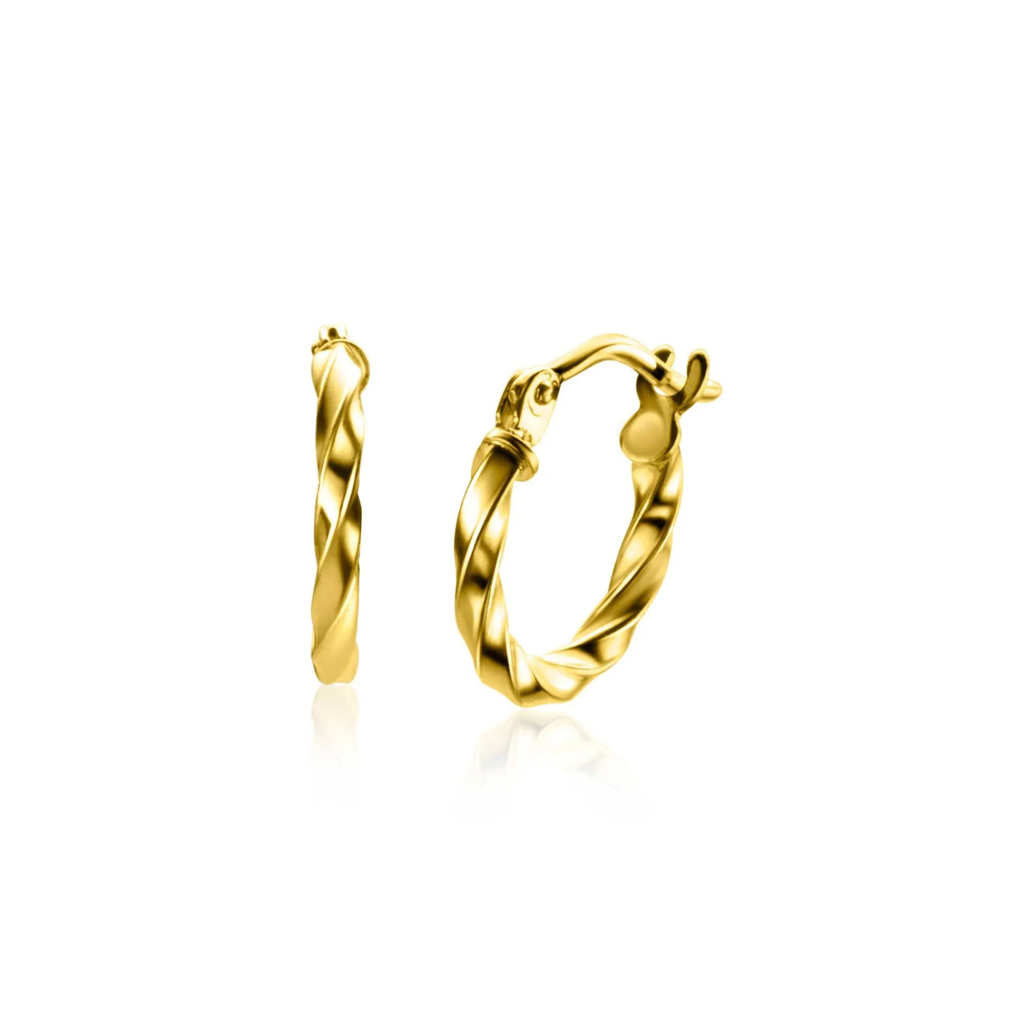 Online Zinzi 12mm Gold 14 krt gouden oorringen gedraaide buis 2mm breed ZGO331