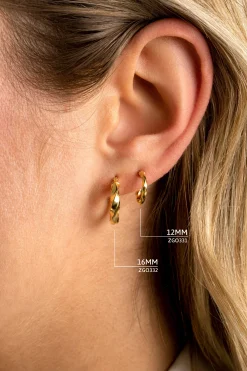 Online Zinzi 12mm Gold 14 krt gouden oorringen gedraaide buis 2mm breed ZGO331