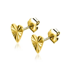 Discount Zinzi 5mm Gold 14 krt gouden hart oorknoppen 5mm met zonnestralen motief ZGO340