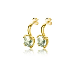 Clearance Zinzi 12mm Gold 14 krt gouden oorsieraden 12mm met vierkante kleursteen in 6,5mm bezet met lichtgroen amethist ZGO376