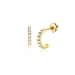Sale Zinzi 8mm Gold 14 krt gouden halve oorringen bezet met witte zirconia's ZGO458