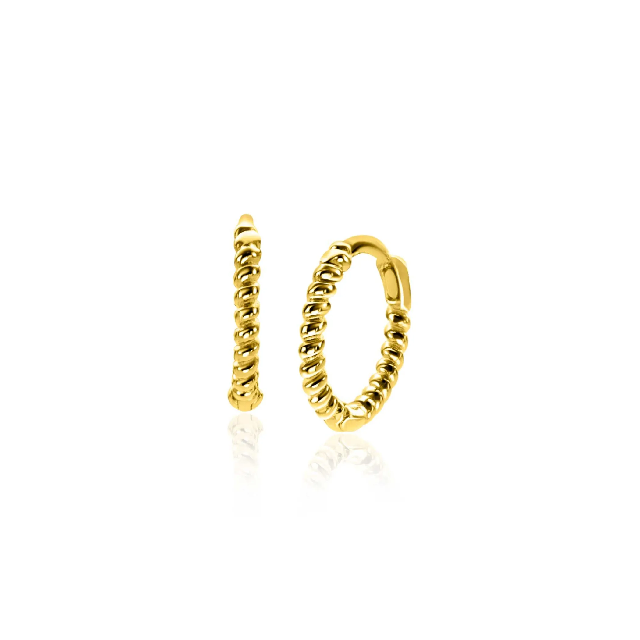 Clearance Zinzi 10mm Gold 14 krt gouden oorringen, luxe klapsluiting 10x1,3mm ZGO468