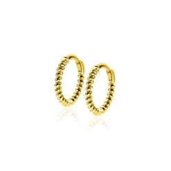Clearance Zinzi 10mm Gold 14 krt gouden oorringen, luxe klapsluiting 10x1,3mm ZGO468