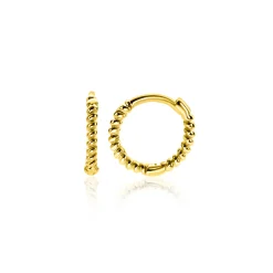 Clearance Zinzi 10mm Gold 14 krt gouden oorringen, luxe klapsluiting 10x1,3mm ZGO468