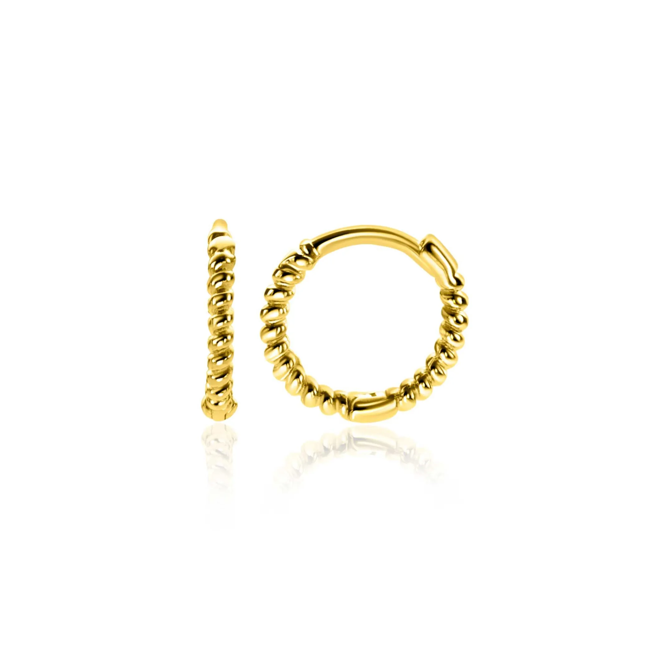 Clearance Zinzi 10mm Gold 14 krt gouden oorringen, luxe klapsluiting 10x1,3mm ZGO468