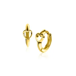 Sale Zinzi 10mm Gold 14 krt gouden oorringen met open harten, luxe klapsluiting 10 x 1,6mm ZGO449