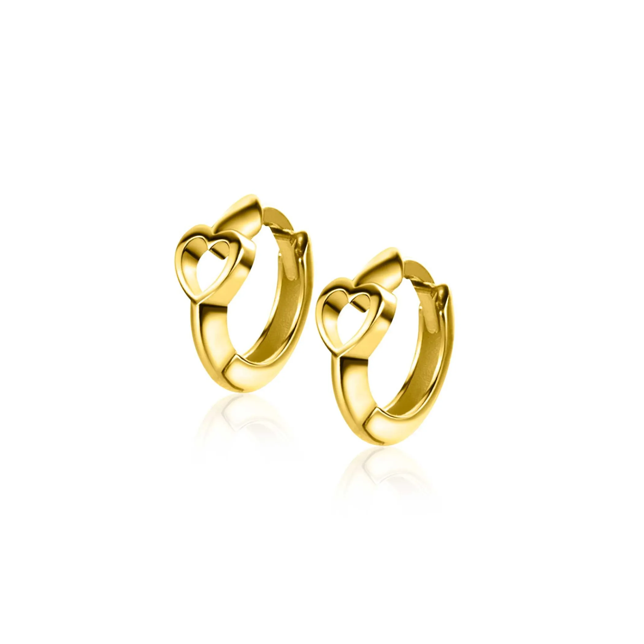 Sale Zinzi 10mm Gold 14 krt gouden oorringen met open harten, luxe klapsluiting 10 x 1,6mm ZGO449