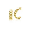 Hot Zinzi 12mm Gold 14 krt gouden oorstekers half rond gezet met gourmet schakels, 3mm breed ZGO375