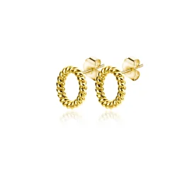 Online Zinzi 5mm Gold 14 krt gouden ronde oorknoppen met gedraaid motief 5mm ZGO400