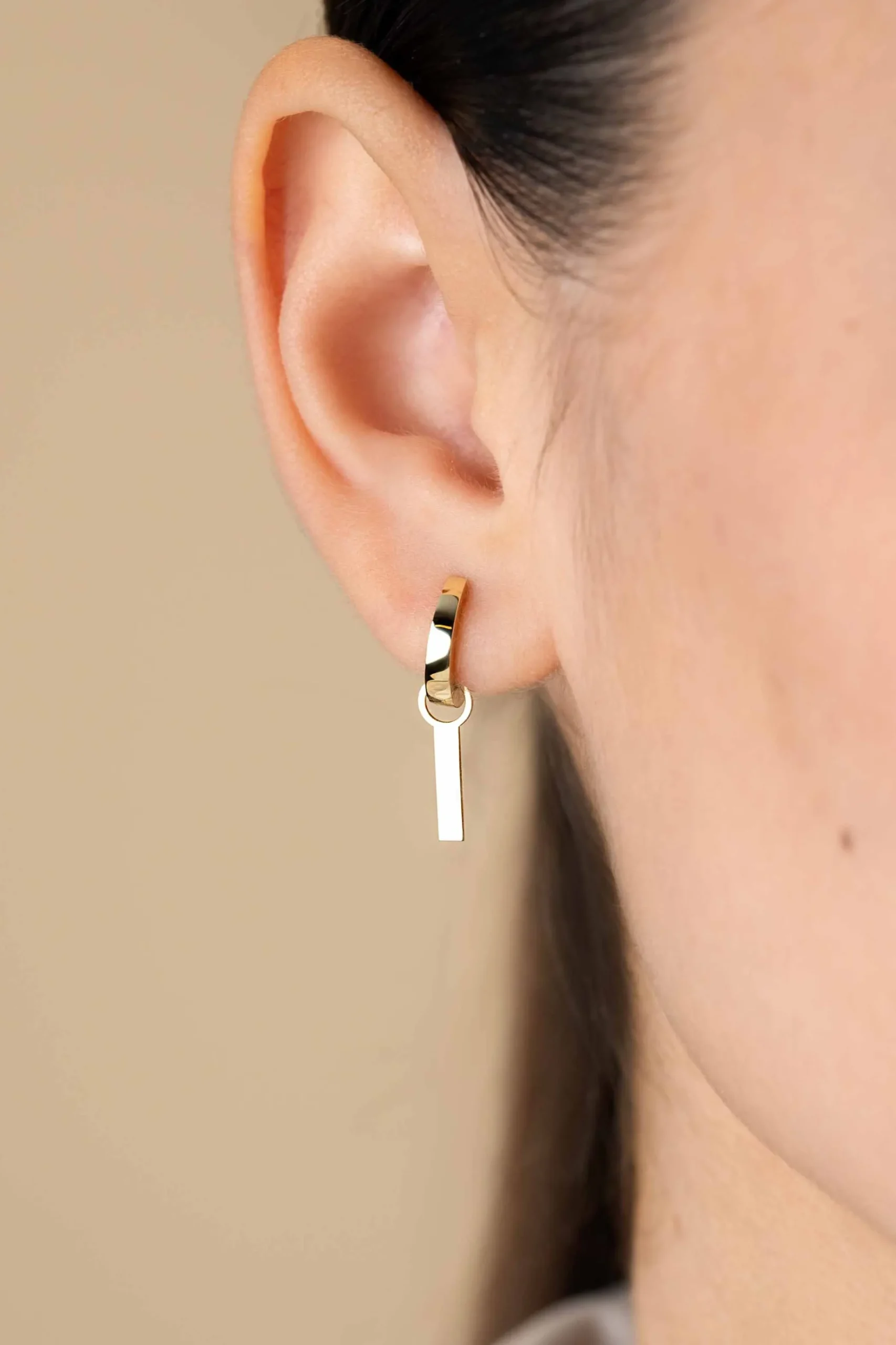Hot Zinzi 15mm Gold 14 krt gouden oorbedels met glad staafje ZGCH479 (zonder oorringen)