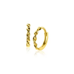 Outlet Zinzi 13mm Gold 14 krt gouden oorringen met gedraaide buis en luxe scharniersluiting 13 x 2mm ZGO525