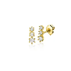 Sale Zinzi 6,5mm Gold 14 krt gouden oorstekers bezet met een rij aan witte zirkonia's ZGO543