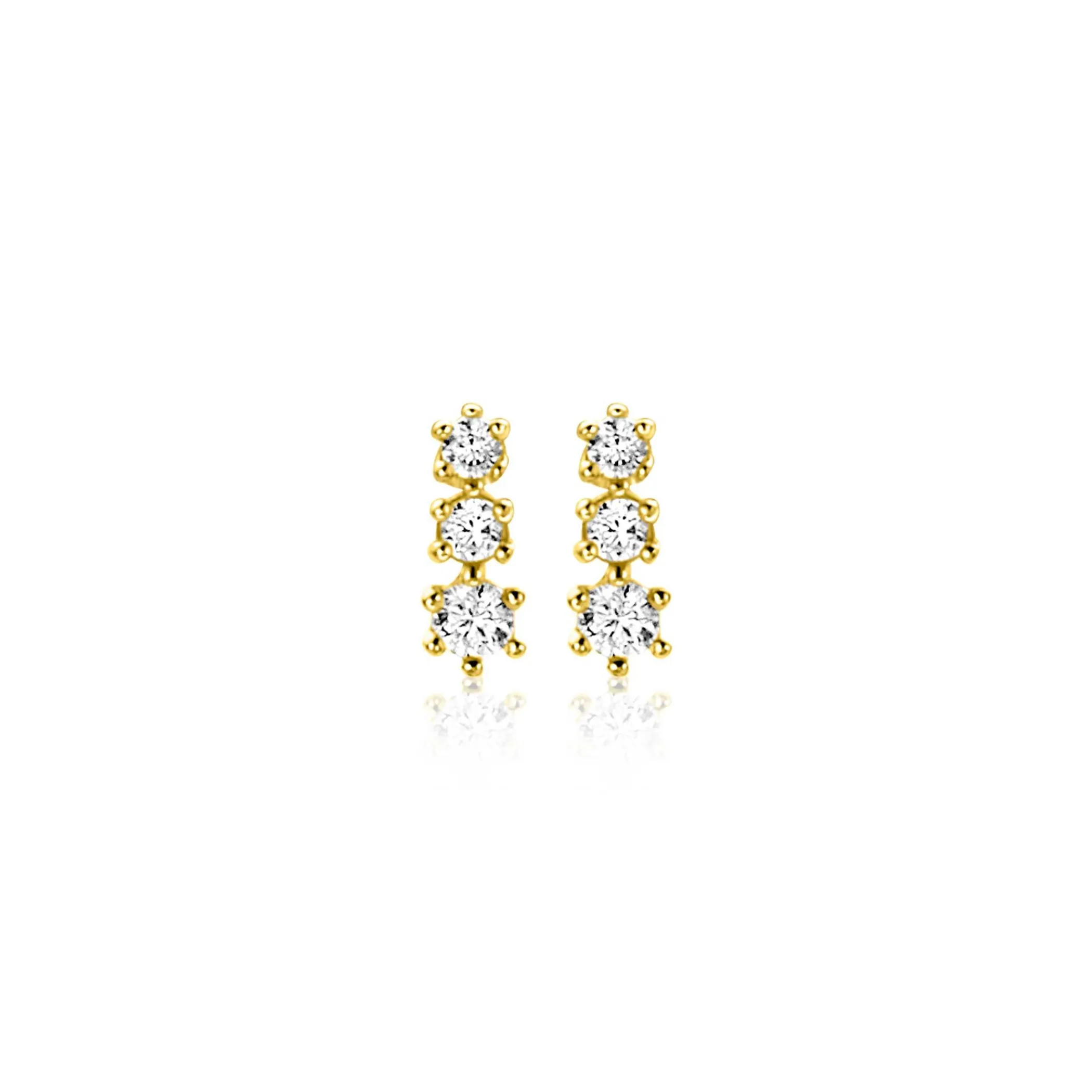Sale Zinzi 6,5mm Gold 14 krt gouden oorstekers bezet met een rij aan witte zirkonia's ZGO543