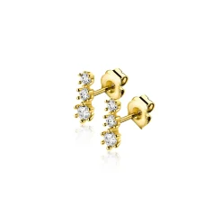 Sale Zinzi 6,5mm Gold 14 krt gouden oorstekers bezet met een rij aan witte zirkonia's ZGO543