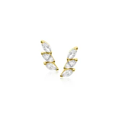 Online Zinzi 7mm Gold 14 krt gouden oorknoppen met drie ovale witte zirkonia's ZGO518