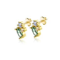 Online Zinzi 8mm Gold 14 krt gouden fantasie oorstekers bezet met champagne, lichtblauwe en groene zirconia's ZGO379