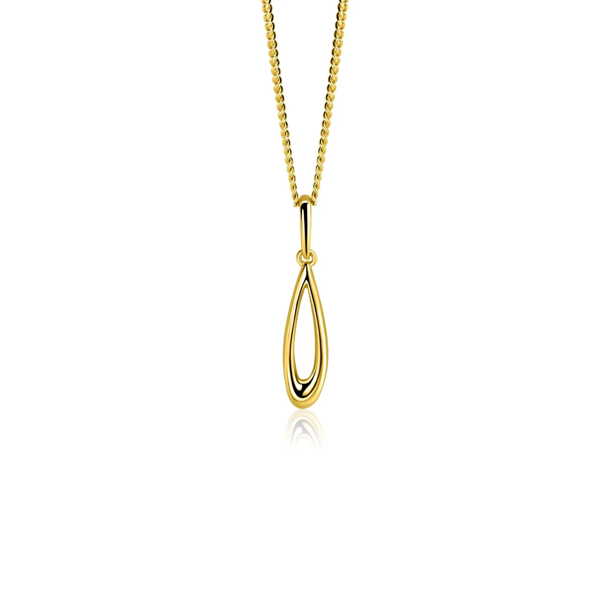 Clearance Zinzi 21mm Gold 14 krt gouden hanger met open peervorm ZGH541 (zonder collier)