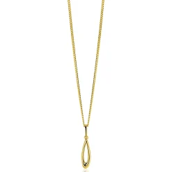 Clearance Zinzi 21mm Gold 14 krt gouden hanger met open peervorm ZGH541 (zonder collier)