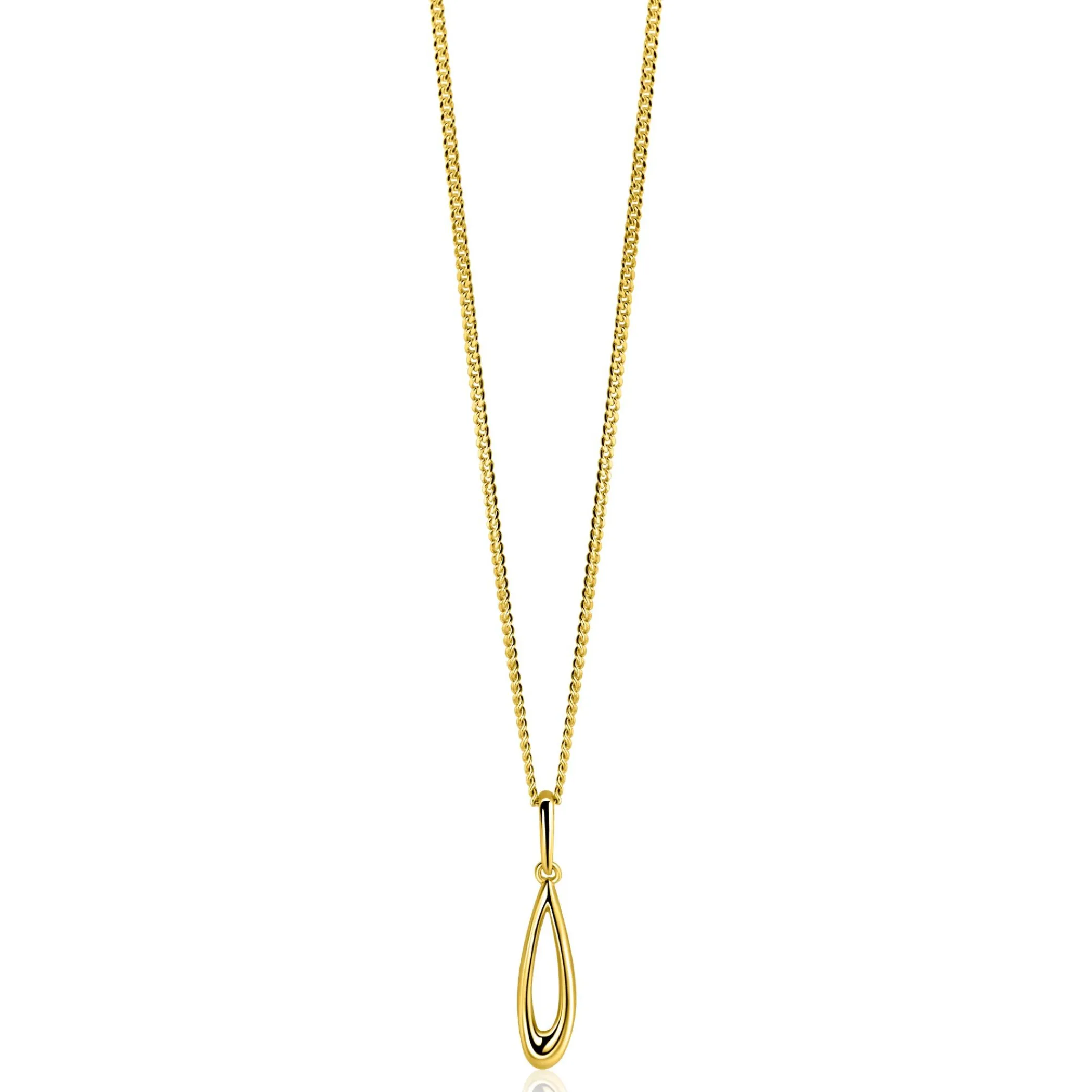 Clearance Zinzi 21mm Gold 14 krt gouden hanger met open peervorm ZGH541 (zonder collier)