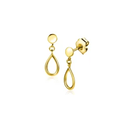 New Zinzi 13mm Gold 14 krt gouden oorstekers met hangende open druppelvorm ZGO521