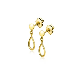 New Zinzi 13mm Gold 14 krt gouden oorstekers met hangende open druppelvorm ZGO521