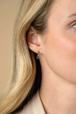 New Zinzi 13mm Gold 14 krt gouden oorstekers met hangende open druppelvorm ZGO521