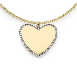 Best Zinzi 10mm Gold 14 krt gouden hanger met glanzend hartje van 10mm en met chique witgouden parelrand ZGH364-10 (zonder collier)