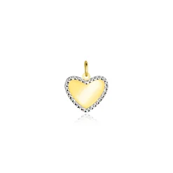 Best Zinzi 10mm Gold 14 krt gouden hanger met glanzend hartje van 10mm en met chique witgouden parelrand ZGH364-10 (zonder collier)