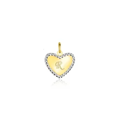 Best Zinzi 10mm Gold 14 krt gouden hanger met glanzend hartje van 10mm en met chique witgouden parelrand ZGH364-10 (zonder collier)