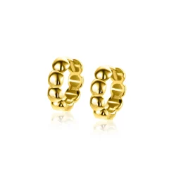 New Zinzi 11mm Gold 14 krt gouden oorringen met bolletjes design met luxe klapsluiting 11mm x 3,3mm buis ZGO431