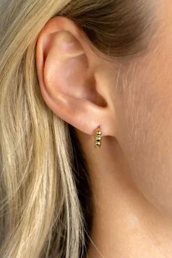 New Zinzi 11mm Gold 14 krt gouden oorringen met bolletjes design met luxe klapsluiting 11mm x 3,3mm buis ZGO431