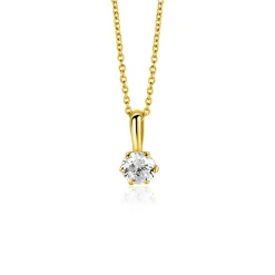Zinzi 8,5mm Gold 14 krt gouden hanger bezet met een witte ronde zirkonia (4,5mm) ZGH544 (zonder collier)