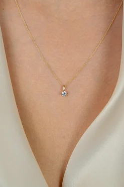 Zinzi 8,5mm Gold 14 krt gouden hanger bezet met een witte ronde zirkonia (4,5mm) ZGH544 (zonder collier)